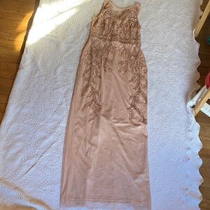 Chic Adrianna Papell Beaded Maxi prom Dress - Blush size 4